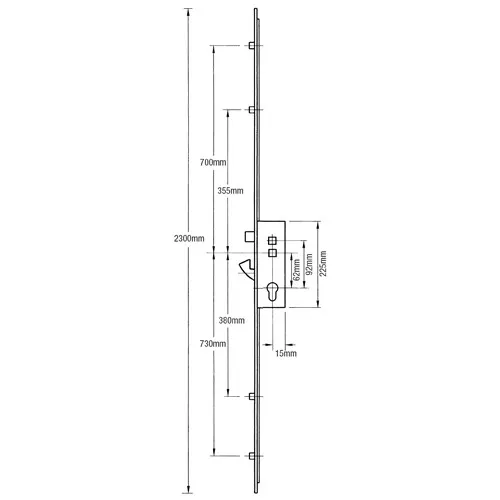 Kenrick Excalibur Latch Hook 4 Rollers Multipoint Door Lock