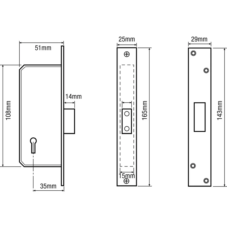 TWH Legge Replacement 5511 Non British Standard 5 Lever 2" Mortice Deadlock