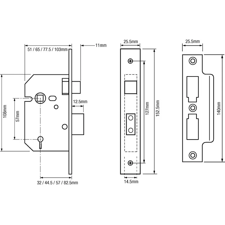 Union 2277 3 Lever Mortice Sashlock