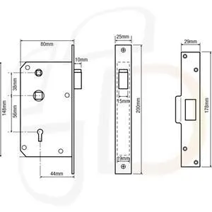 (Ex Chubb) Union 3R35X Egress Non British Standard 5 Lever Mortice Deadlocking Latch