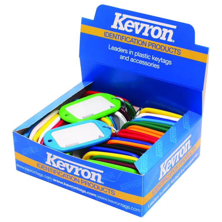 KEVRON ID10 Jumbo Key Tags Tub of 40 Assorted Colours