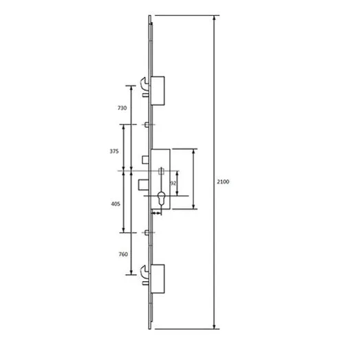 Maco C-TS Latch Deadbolt 2 Hooks 2 Rollers Split Spindle 16mm/24mm Top Hat Faceplate Multipoint Door Lock