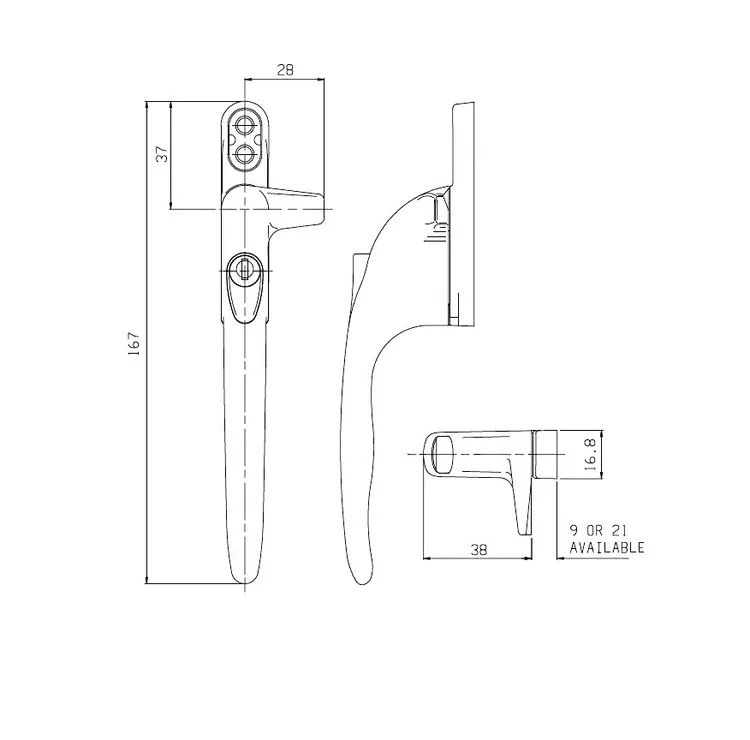 Securistyle Virage Locking Cockspur Handles for UPVC or Wooden Casement Windows