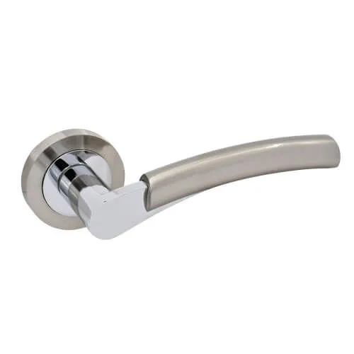 TSS Charlie Lever Handles on Round Rose Door Furniture