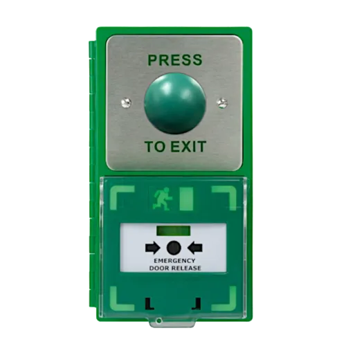 ICS Dual Unit MCP110 Call Point With Green Dome Exit Button