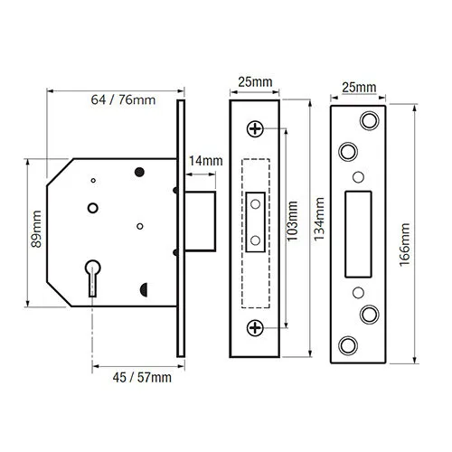 Yale PM552 Non British Standard 5 Lever Mortice Deadlock