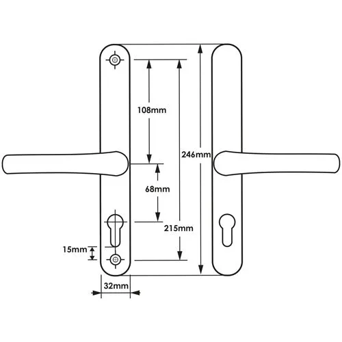 TSS Lever Lever UPVC Multipoint Door Handles -  68mm PZ Sprung 215mm Screw Centres