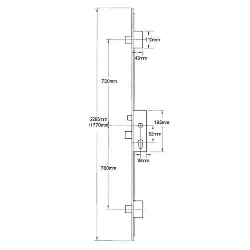 GU Secury A2 Latch 3 Deadbolts Auto Locking Multipoint Door Lock (top deadbolt to spindle = 730mm)