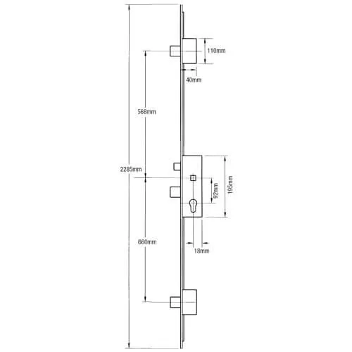 GU Europa Latch 3 Deadbolts Lift Lever Multipoint Door Lock - Option 1