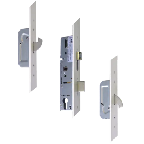 ERA Trimlock Lever Operated Latch & Deadbolt Split Spindle With 2 Hooks & 44mm White Faceplate